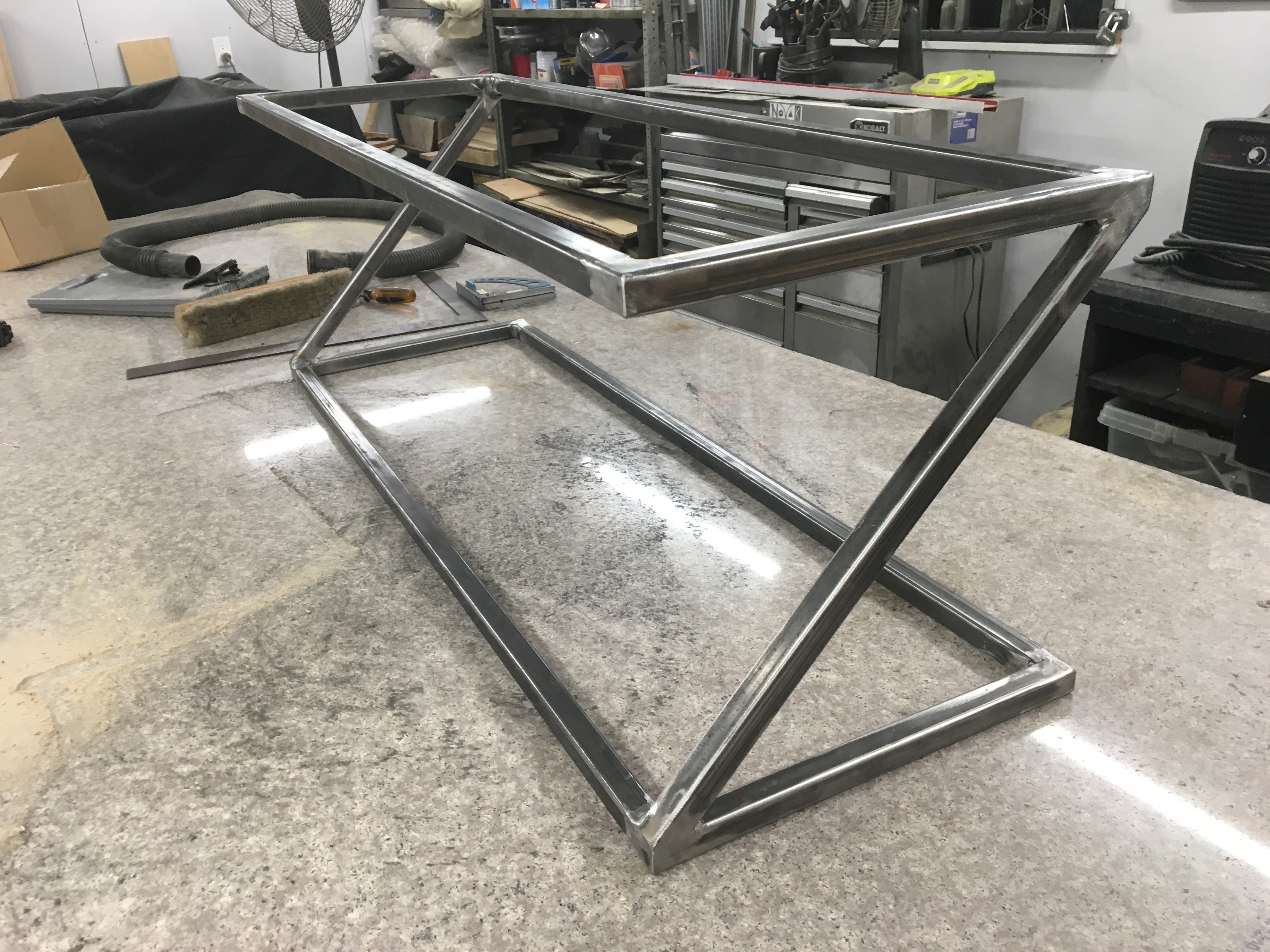 raw steel table base